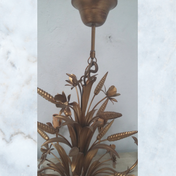 Vintage french wheat sheaf gilt chandelier