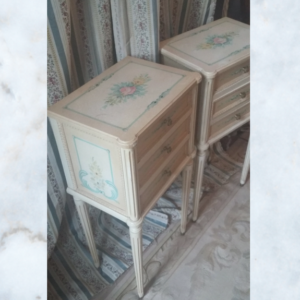 Pair of French louis floral bedside cabinets