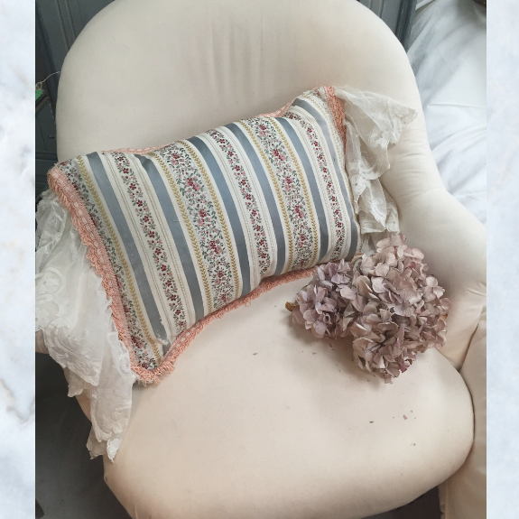antique brocade & lace cushion