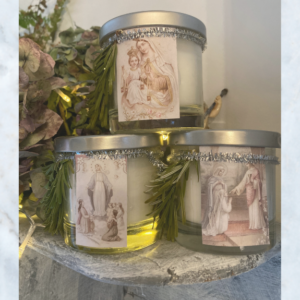 Jeanne d'arc Living prayer card mulberry candle