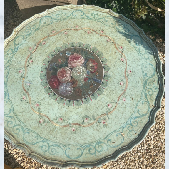 Antique French floral florentine table