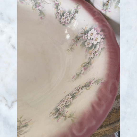 Antique pink floral bowl
