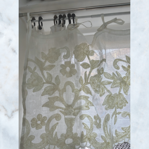 Femme Facon Asta Sheer Embroidered cafe curtain pelmet