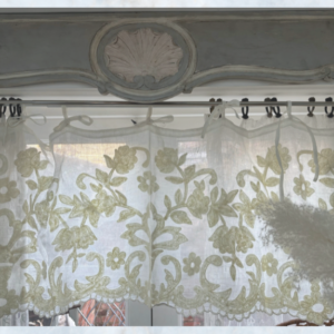 Femme Facon Asta Sheer Embroidered cafe curtain pelmet